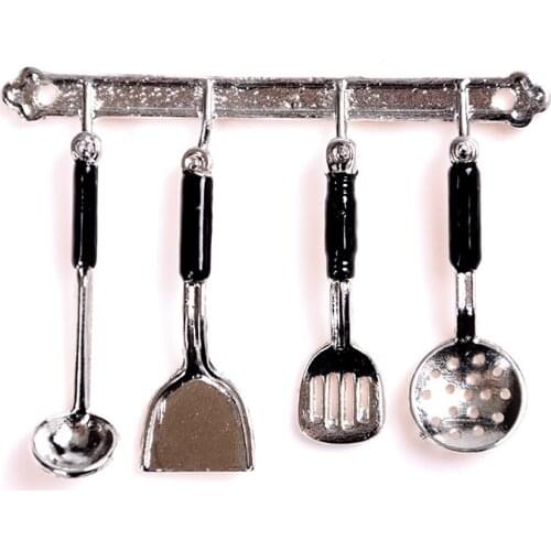 1set 1/12 Scale Dollhouse Miniature Metal Frypan Frying Pans Cooking Pot Cookware Kitchen Accessories