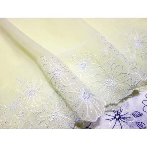 10Meters Flower Embroidered Lace Trim Mesh Tulle White Yellow Costume Decorative 17cm Wide Applique Lingerie Fabric