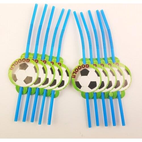 10pcs/lot Football theme Straw Cartoon Birthday Party Decoration Soccer World Cup Boys Favor Glass