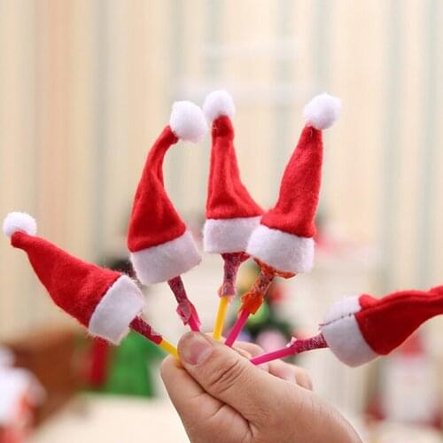 10pcs Christmas New Year Christmas Supplies Party Decoration Mini Santa Hat Santa Hat Lollipop Top Hat Cap Hat