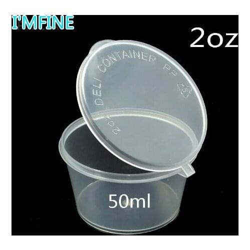 100pcs/lot 50ml 2oz Food grade PP seasoning cup Disposable tasting cup Salad sauce Take-out storage cup