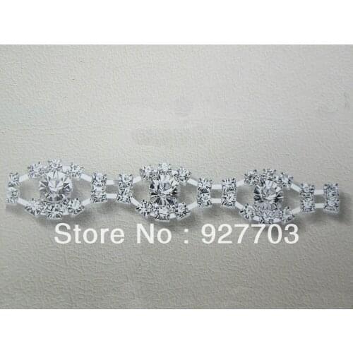 1yds Affordable Stunning Rhinestone Crystal Silver Applique Chain Bridal Trim