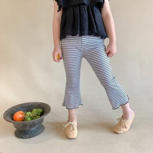 2021 Summer New Korean Style Baby Girls Flare Pants Thin Elastics Kids Ankle-length Trousers Children Clothes