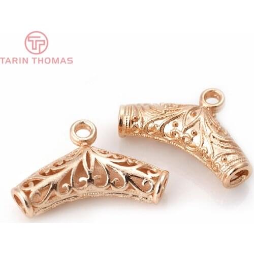 6PCS 21x17MM 24K Champagne Gold Color Plated Brass Charms Pendants Necklace Connector High Quality Jewelry Accessories