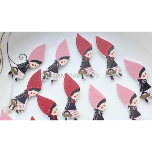 300pcs Sweet Wood Charm, Riding Hood girl pendants charm cabochon 30mm medium small size