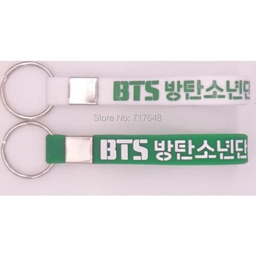 300pcs Keyring bangtan boys keychain wristband silicone bracelets free shipping by FEDEX