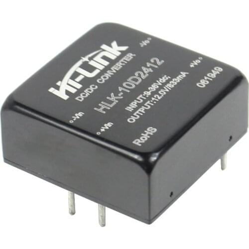 5 pcs/lot HLK-10D2412 24V to 12V830mA10W DCDC 4:1 Wide Stabilizing Voltage Power Supply Module Replace HDW10-24S12A3-3