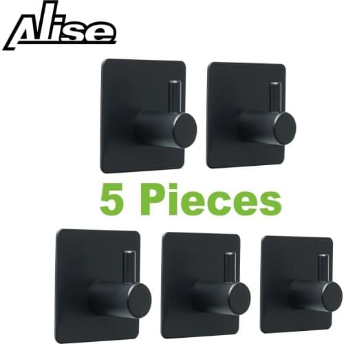 Bathroom hooks for kitchen Door Wall Hanger Wall Hooks Hanger Self Adhesive Robe Towel Hook 304 Stainless Steel genuine 5PCS