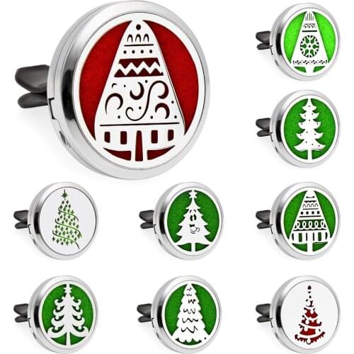 Christmas Tree Essential Oil Perfume Car Diffuser 30mm Magnetic Open Locket 10pcs Pads Free