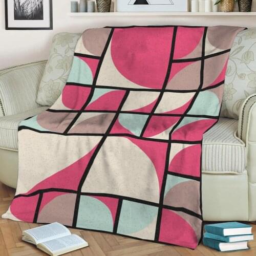 Abstract Geometric Pattern 3D Printed Velvet Plush Throw Fleece Blanket Bedspread Sherpa Blanket Home Decora