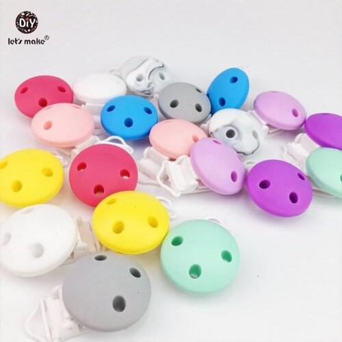 Lets make Round Shape Pacifier chain clip, pacifier clip, silicone clip selectable 20pc Silicone Teething Beads Suspender Clip