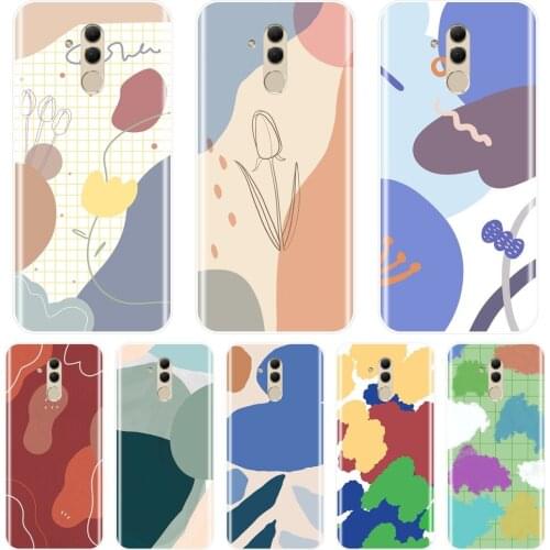 For Huawei Mate 20 10 9 Lite Phone Case Silicone Soft Art Flower Aesthetic Simple Paint Back Cover For Huawei Mate 7 8 9 10 Pro