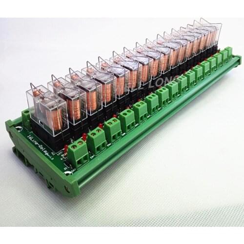 DIN Rail Mount 16 SPDT 16A Power Relay Interface Module,G2R-1-E DC12V Relay