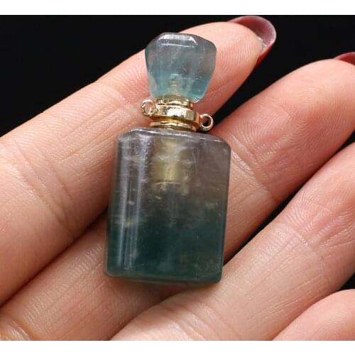 Natural Stone Perfume Bottle Essential Oil Diffuser Pendants Charms Fluorite Necklace Accessories Women Trendy Gift Size 15x35mm