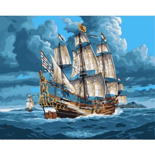 Sailboat Landscape DIY Painting By Numbers Kits Coloring By Numbers Acrylic Paint On Canvas For Unique Gifts Artwork