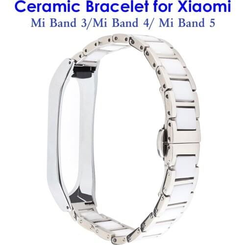 Mi Band 5 ceramic wristband for xiaomi mi band 4 bracelet pulsera opaska pulseira for xiaomi 3 band strap adjustable metal frame