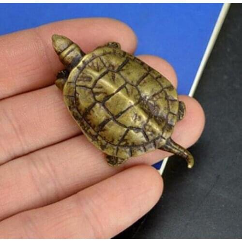 Chinese Pastoral Style Pure Copper Brass Bronze Animal Tortoise Small Statue