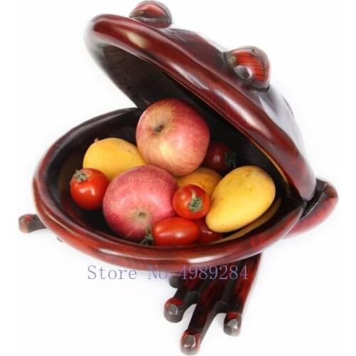 CREATIVE WOODEN HANDMADE WOOD CARVING FROG ORGANIZATION DESKTOP STORAGE BOX RETRO FRUIT TRAY ASHTRAY RETRO HOME DECORATIVE