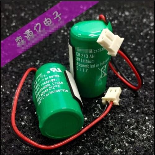 2PCS Brand new original German CR2/3AH 3V PLC industrial lithium battery with plug CR123A