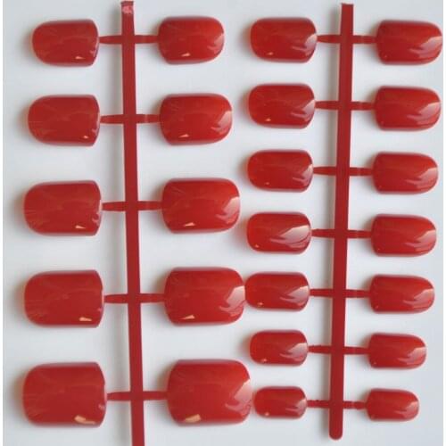 Fashion Lady Candy Fake Nails Tips False Nail Middle Round End Shiny Durface Big Red 156