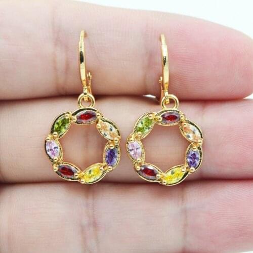 Fashionable Simple Geometric Horse Eye Earrings Colour / White Zircon Gold Plated Earrings Womens Earrings Jewelry Accessories