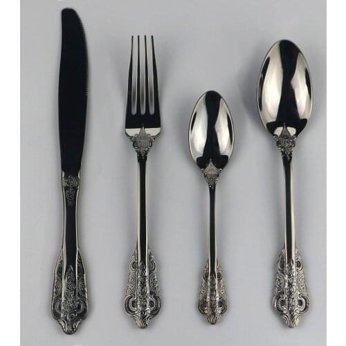 304 Stainless Steel Flatware Set Black Dinnerware Set Cutlery Set Tableware Silverware Set Western Food Fork Knife Drop Shipping
