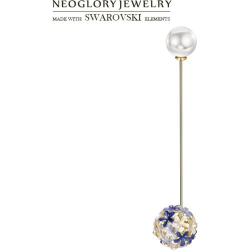 Neoglory Enamel & Simulated Pearl Brooch Pins Needle Romantic Flower Shaped Alloy Plated For Lady Classic Party Wholesale