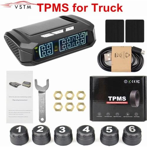 New Version For Truck Car Tire Pressure Monitoring System TPMS USB Solar Charge External Sensor Tyre Temperature Alarm Monitor