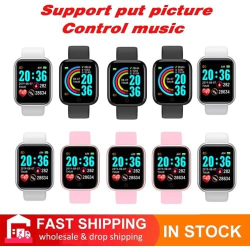 2021 New Y68 Update Smartwatch 1.44 inch Put Photo D20 Men Sport Bluetooth Smart Watch Women Heart Rate Fitness Bracelet For IOS