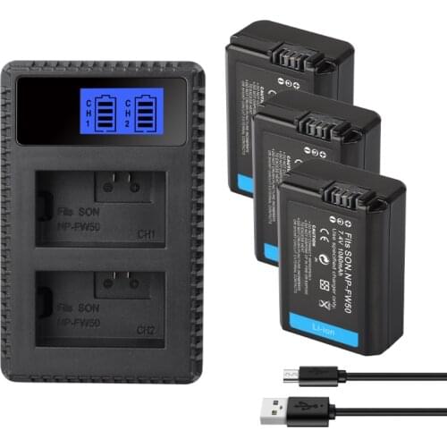 NP-FW50 Battery 1020mAh NP FW50 For Sony a7m2 a7r2 S2 NP FW50 a6500 a6300 a6000 a5000 a3000 NEX-3 QX1 Batteries/FW50 Charger