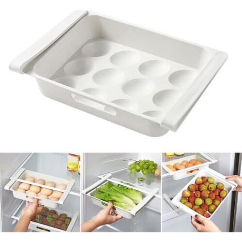Refrigerator Egg Holder Multifunctional Egg Tray Pull Out Fridge Drawer Food Organizer Under Board Storage 26x18x5cm 12 egg cell