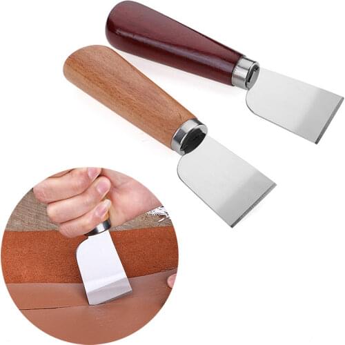 DIY Sharp Leather Skiving Knife Cutting Knife Tools DIY Leather Craft Safety Leather Cutting Knife with Wooden Handle Tool