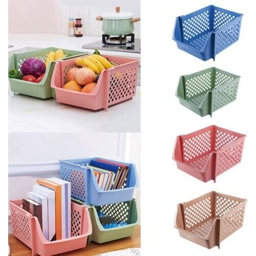 Stackable Plastic Basket Kitchen Storage Basket Fruit & Vegetable Plastic Storage Basket Plastic Storage Rack