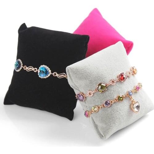 Pillow Jeweley Holder Velvet Bracelet Bangle Watch Chain Pillow Holder Jewelry Display Stand Organizer