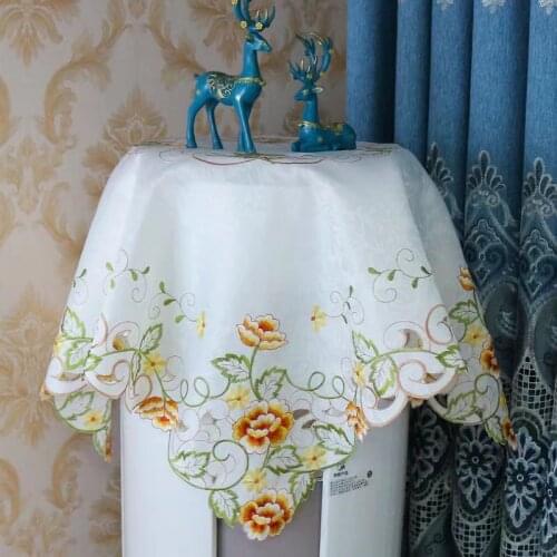 Modern sequin Black square Tablecloth embroidery lace kitchen tea coffee Table Cover cloth Christmas home party Wedding decor