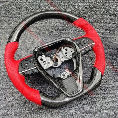 YeederCar Cuatomized Real Carbon Fiber Sports Steering Wheel Alcantara Leather compatible for Toyota Avalon Camry Corolla Levin
