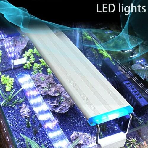 Quarium LED Light Super Slim Fish Tank Aquatic Plant Grow Lighting Waterproof Bright Clip Lamp Blue LED 18-75cm for Plants 220v