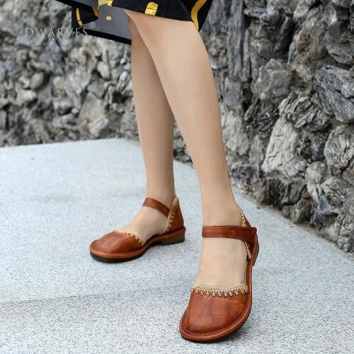 Handmade Soft Leather Brown/Coffee Mary Jane shoes For Women Retro Round Toe Original Design