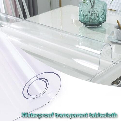 Soft Glass Tablecloth Transparency PVC Table Cloth Waterproof Oilproof Kitchen Dining Table Cover For Rectangular Table 1.0mm