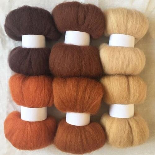 WFPFBEC 70s wool for needle felting merino felt fiber wool roving 10g/color 6colors total 60g wool