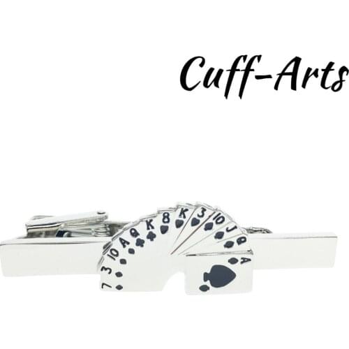 Cuffarts Tie Clip Classic Simple Style Pack Of Cards Tie Clip Silver Color Male Business Necktie Clip Clasp Metal Men T10005
