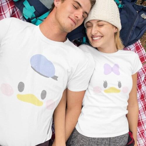 Couples T-shirt Daisy Duck Donald Duck Unisex Tshirt Harajuku Cool Girl T-shirt Punk Clothing Top Harajuku Young Lovers T shirt