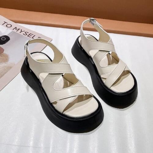2021 Summer New Fashion Roman Shoes Temperament Simple Black Lady Sandals