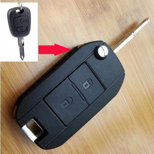 2 Buttons Modified Flip Remote Key Shell Case Cover For Peugeot 206 Keyless Entry Remote Fob