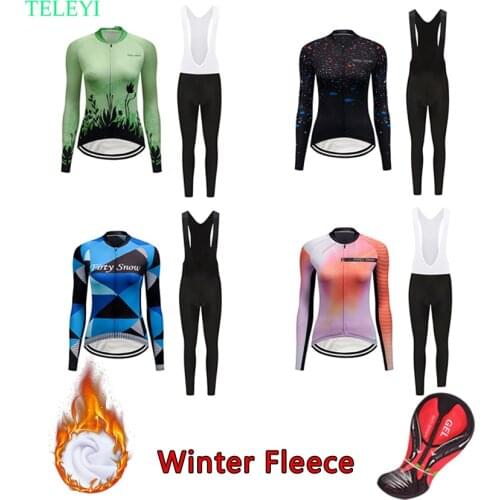 2021 Warm Cycling Clothing Female Winter Thermal Fleece Bicycle Jersey Set Women Mtb Road Bike Dress Suit Clothes Uniform Wear