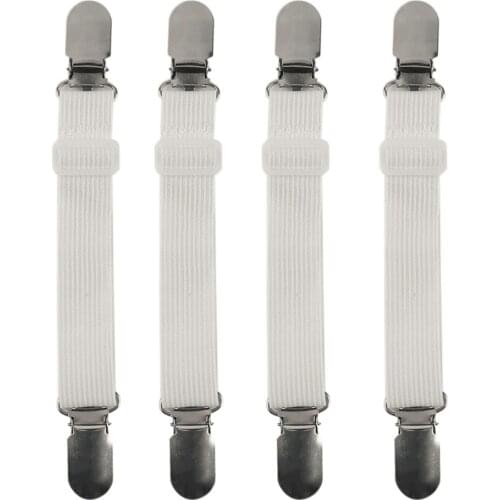 4Pcs White Bed Sheet Mattress Blankets Elastic Holder Non Slipping Grippers Fasteners Adjustable Table Cloth Clip