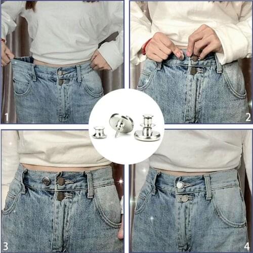 5Pcs Snap Fastener Metal Jeans Buttons Perfect Fit Adjustable Button Sewing Buttons self Increase Reduce Waist Free Nail Sew