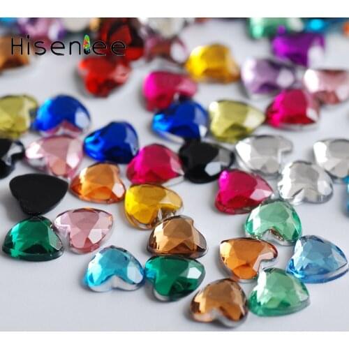 500Pcs/Bag Diamonds Dazzling Tips Nail Heart-Shaped Acrylic Colorful 3D Nail Art Deco 6mm Flatback Glitter Gem Jewelry Accessory
