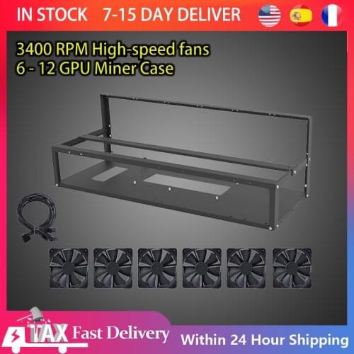 6 - 12 GPU Open Miner Mining Rig Frame Case Motherboard Board Bracket Bitcoin Video Card Miner Kit Farm Rack Mineria Cooling fan
