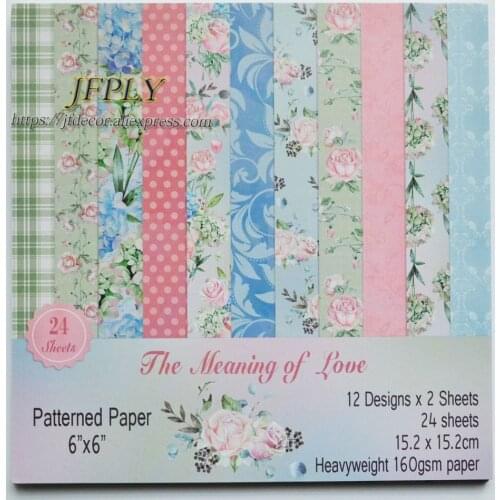 DIY Photo Album Love Patterned Decorative Scrapbooking Papers Crafts Art Card 6" Single Side Printed 24 Sheets /Set jf03